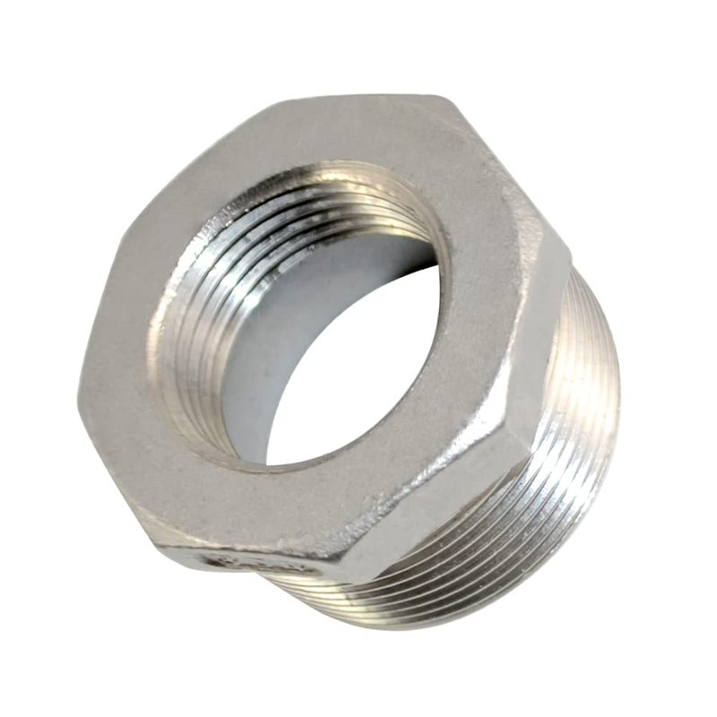 DAN SPEED 1-1/2" Male x 1" Female Thread Reducer Bushing Pipe Fitting, Adapter, Stainless steel SS 304 NPT - Image 1